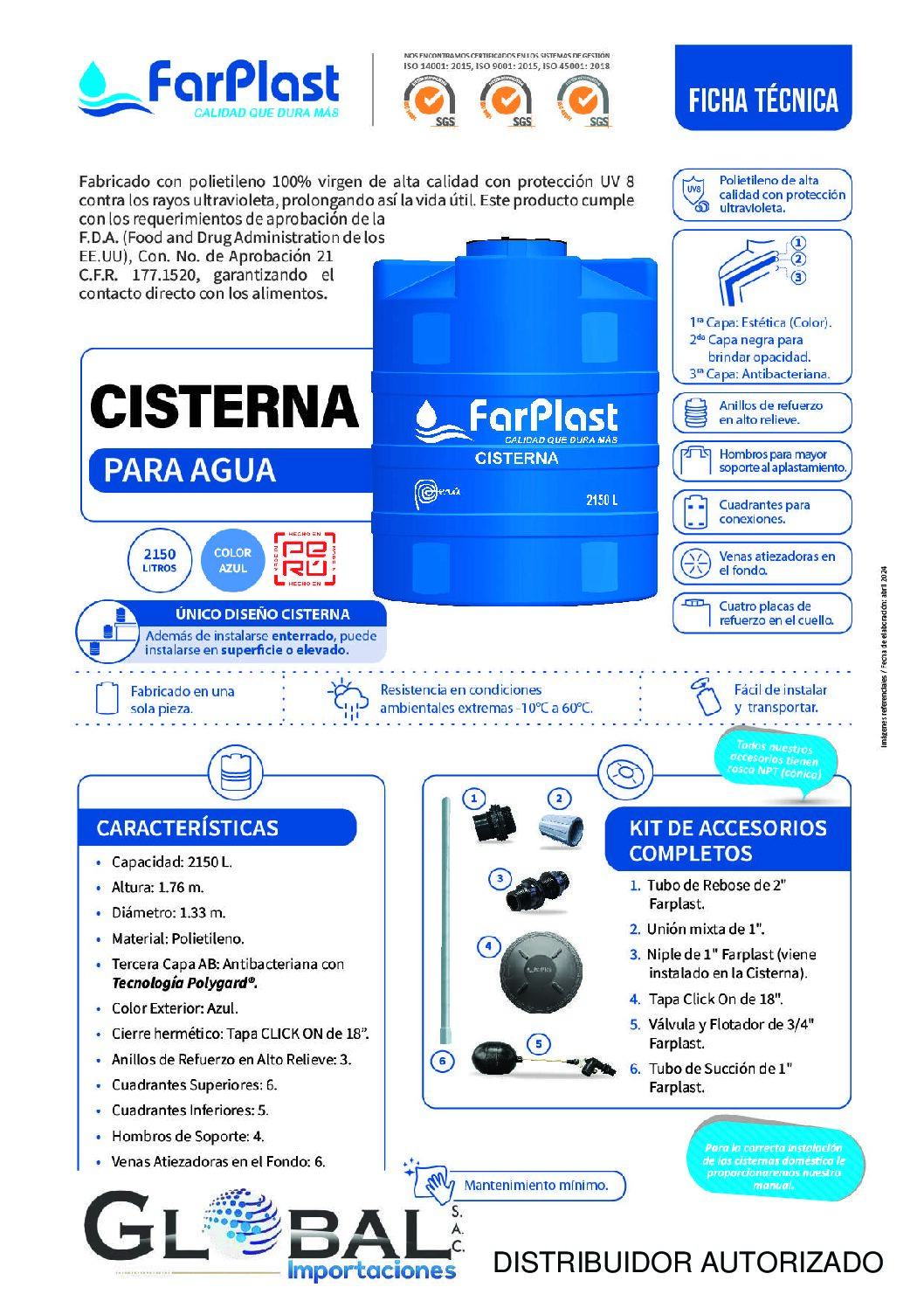 Cisterna 1,350L -  FARPLAST